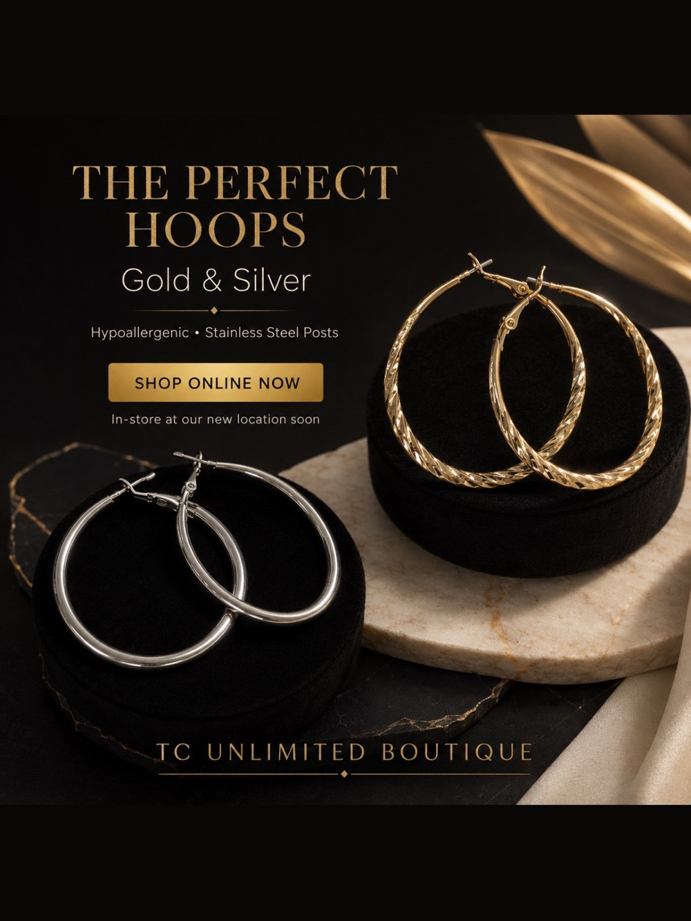 Gold & Silver Hoop Earrings Set